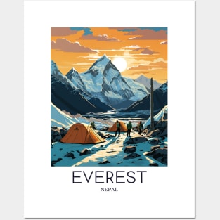 A Pop Art Travel Print of Mount Everest - Nepal Posters and Art